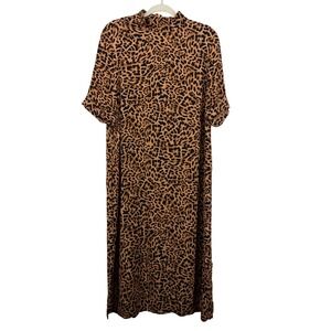 Chicos Size 2.5 / US 14  Leopard Print Mock Neck Midi Dress Brown Black Viscose